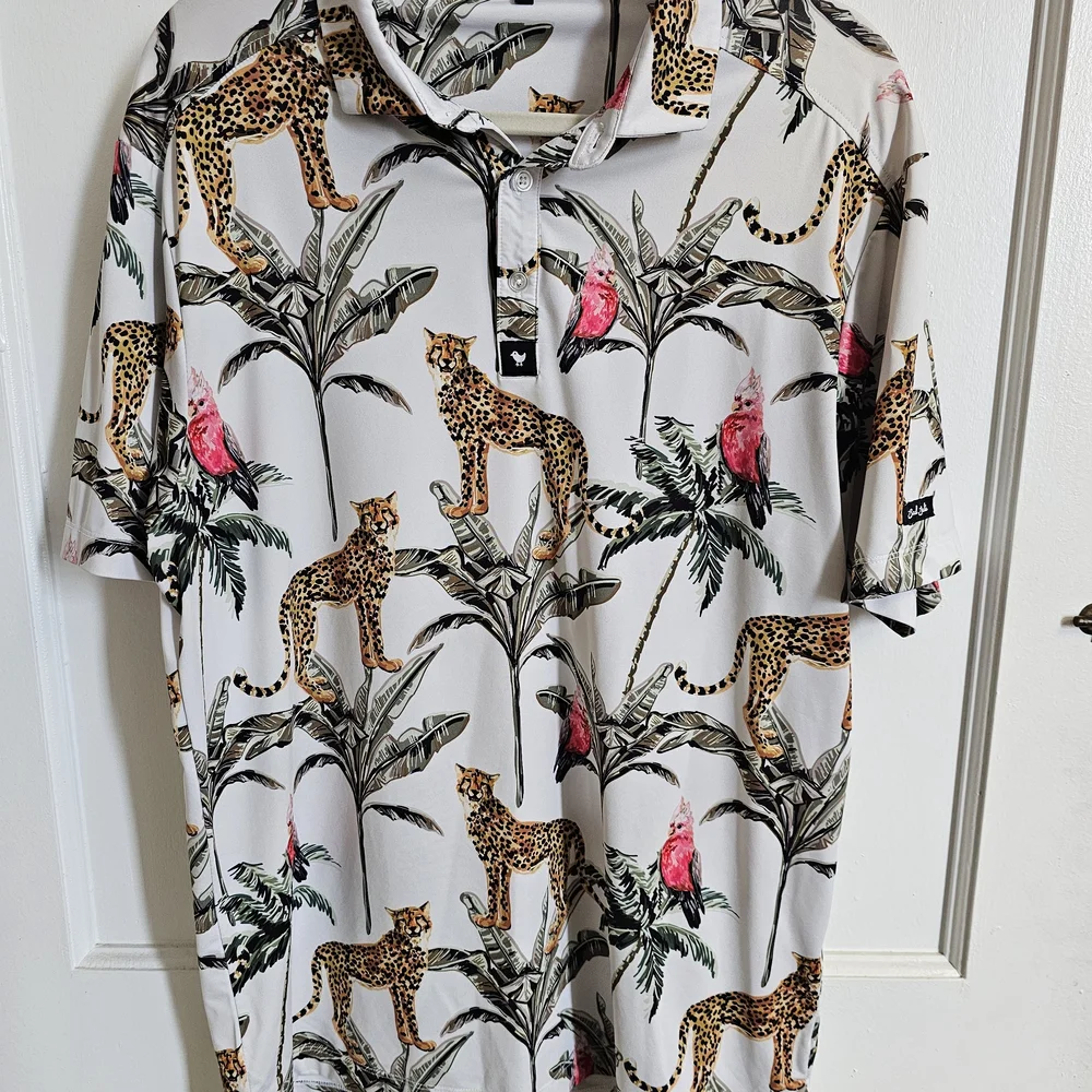 Tropical Print Golf Polo - Picture 1 of 3